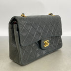 Chanel Shoulder Bag Quilted Lambskin Black Gold — view 2