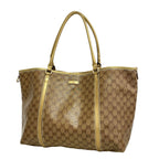 Gucci Tote Bag GG Crystal Brown Gold