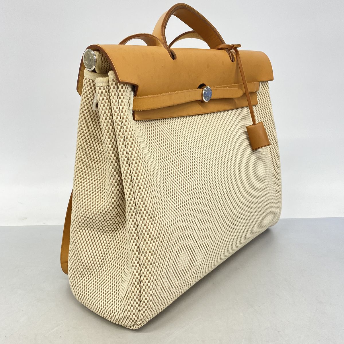 Hermes Handbag Herbag MM Toile GM Natural Silver 2-Way Bag — view 2