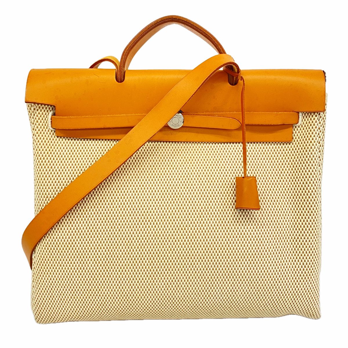 Hermes Handbag Herbag MM Toile GM Natural Silver 2-Way Bag