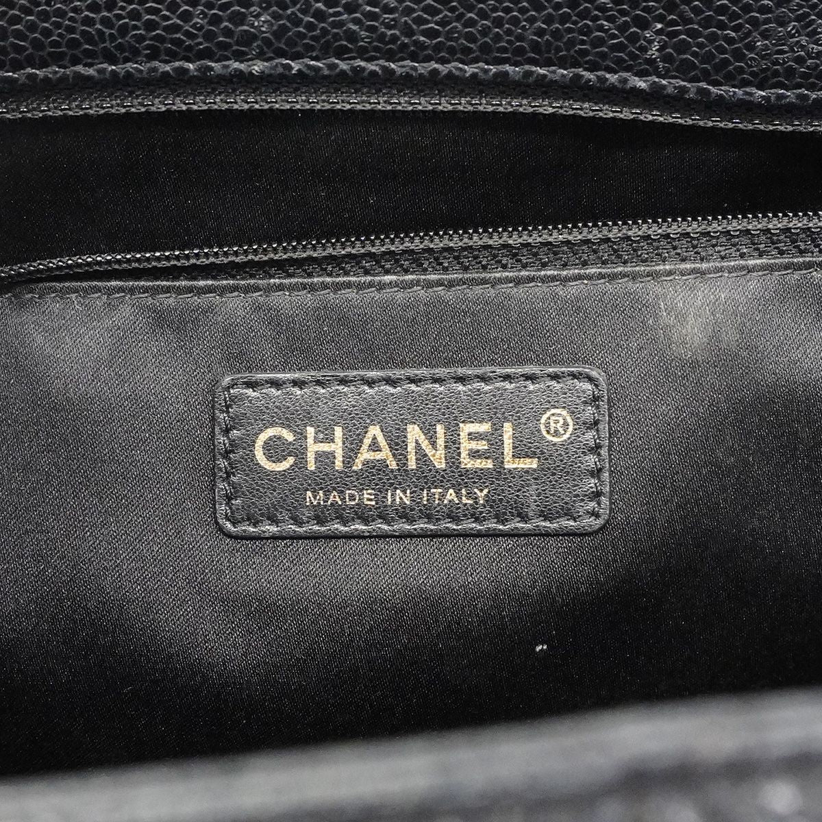 Chanel Chain Tote Bag Quilted Caviar Leather Black Gold — view 5