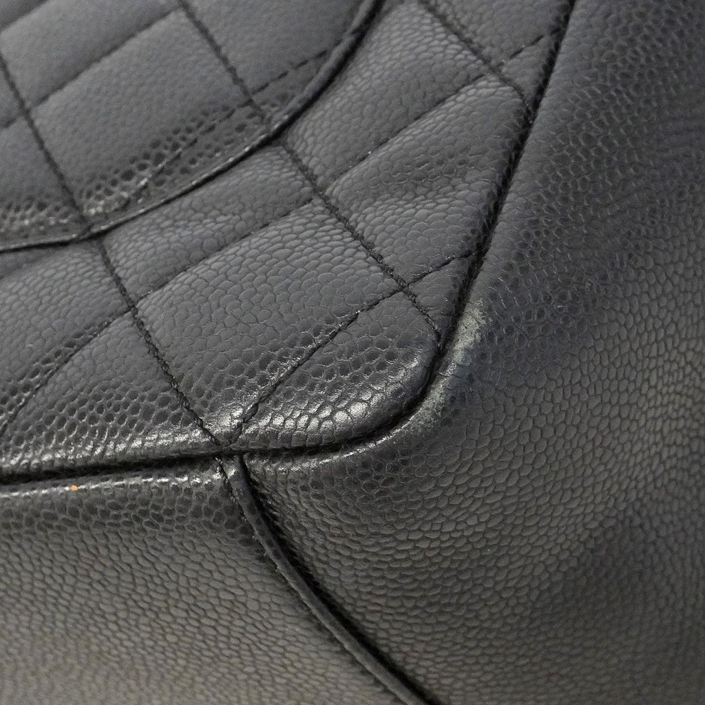 Chanel Chain Tote Bag Quilted Caviar Leather Black Gold — view 8
