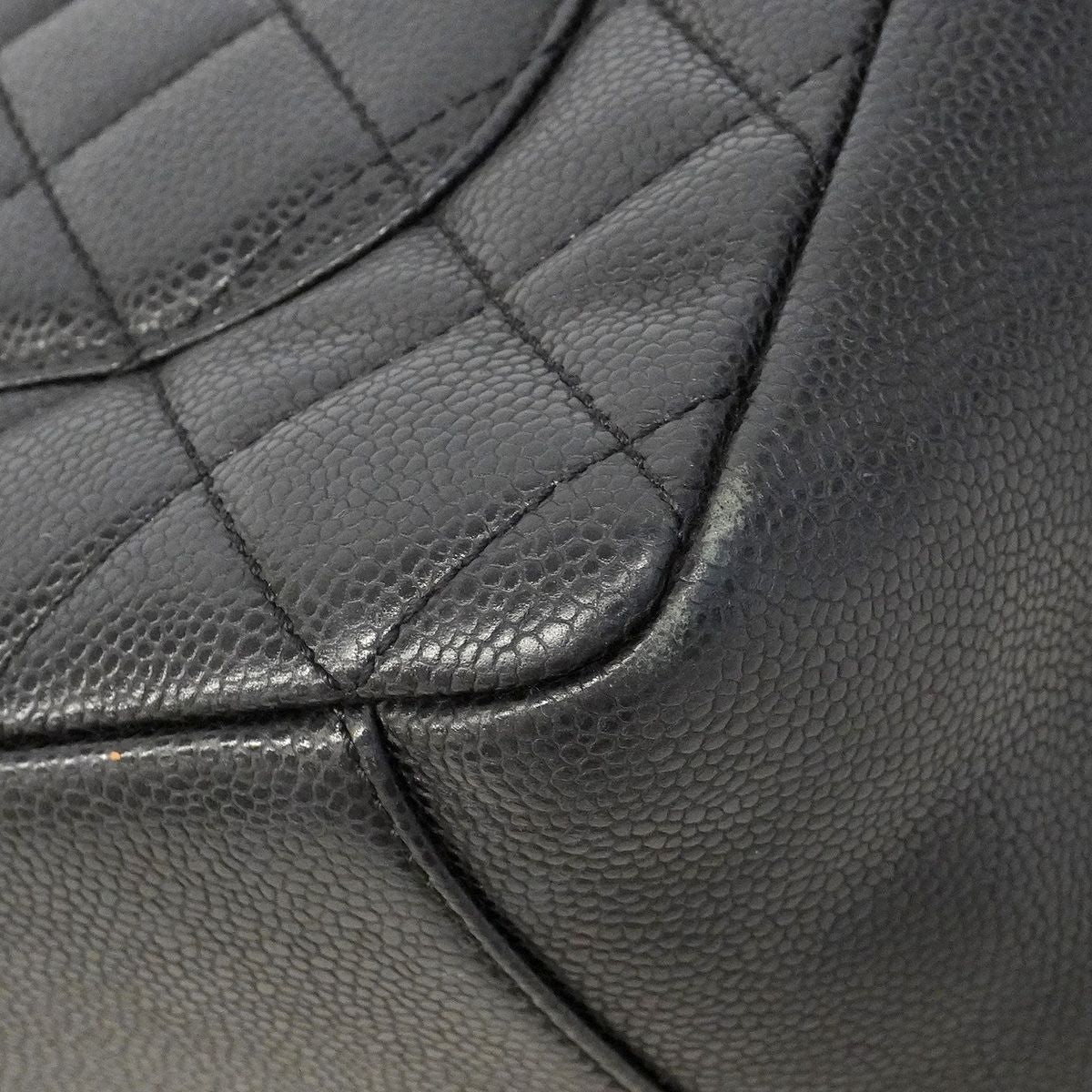 Chanel Chain Tote Bag Quilted Caviar Leather Black Gold — view 8