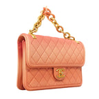 Chanel Shoulder Bag Quilted Caviar Leather Pink Gold — view 2