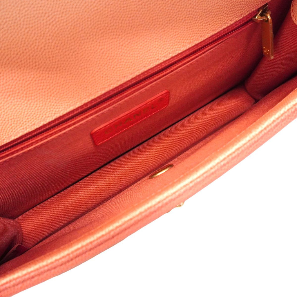 Chanel Shoulder Bag Quilted Caviar Leather Pink Gold — view 4