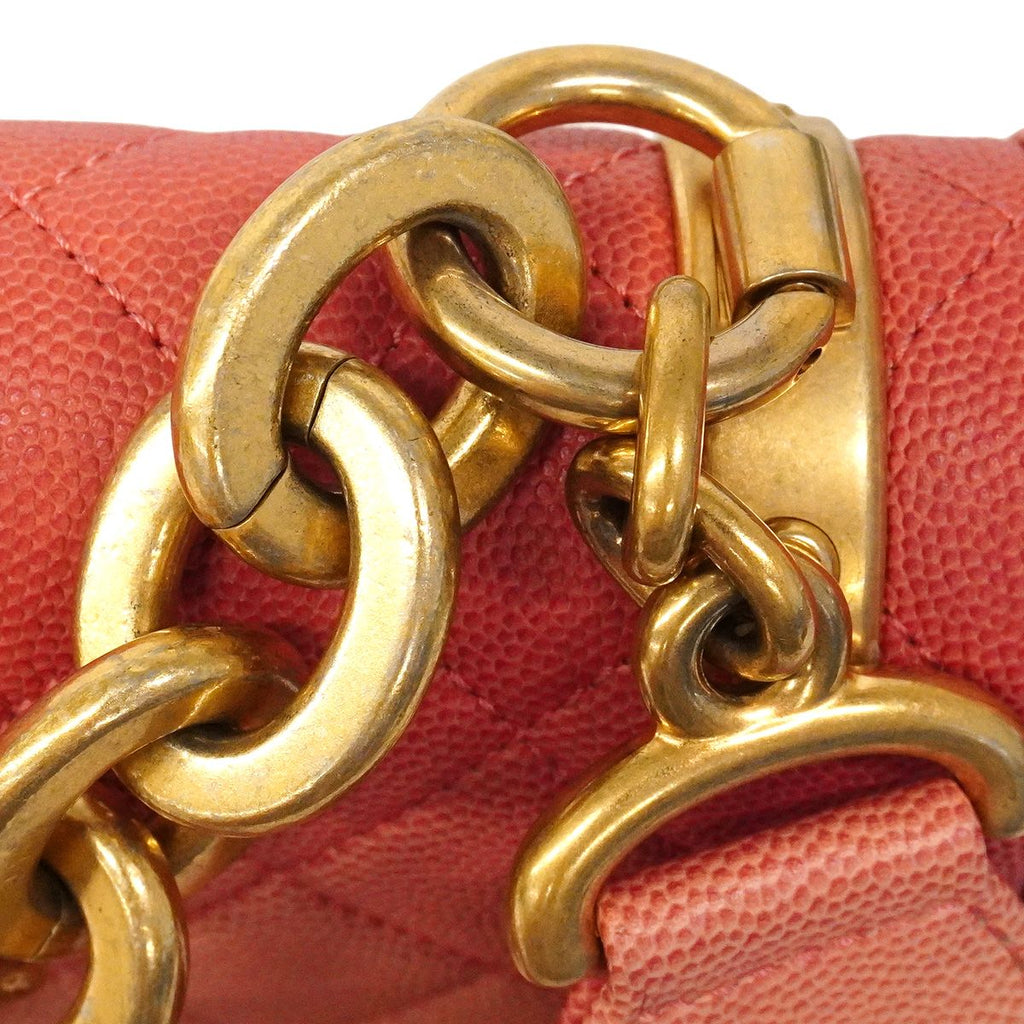 Chanel Shoulder Bag Quilted Caviar Leather Pink Gold — view 7