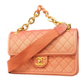 Chanel Shoulder Bag Quilted Caviar Leather Pink Gold