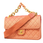 Chanel Shoulder Bag Quilted Caviar Leather Pink Gold