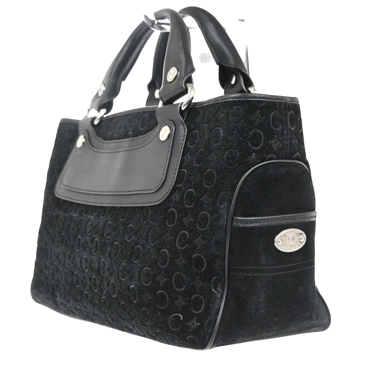 Celine C Macadam Boogie Bag Handbag Black Suede Leather — view 3