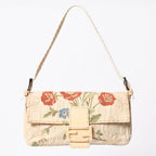 Fendi Selleria Mamma Bucket Flower Embroidery Shoulder Bag Botanical Pattern FF
