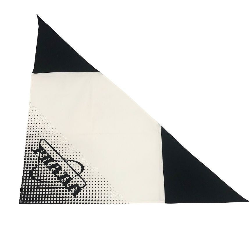 Prada Cotton Scarf Carre Triangle Dot Pattern Black White Monotone