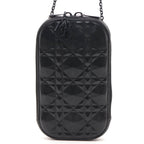 Dior Lady Dior Tech Holder Black Calfskin Shoulder Bag Leather