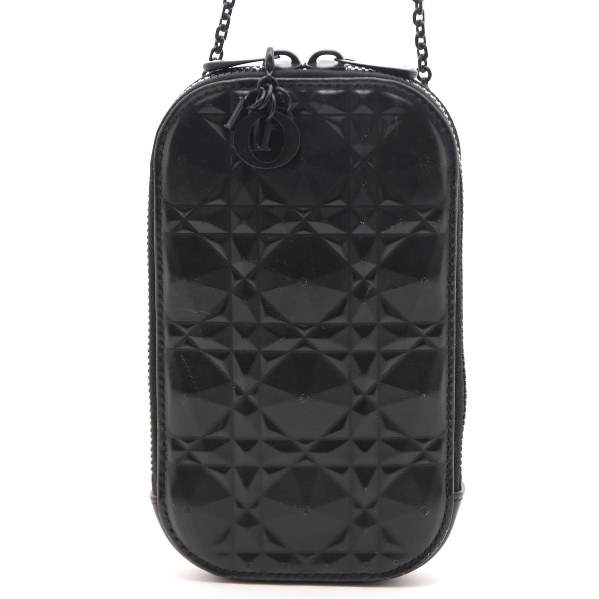 Dior Lady Dior Tech Holder Black Calfskin Shoulder Bag Leather