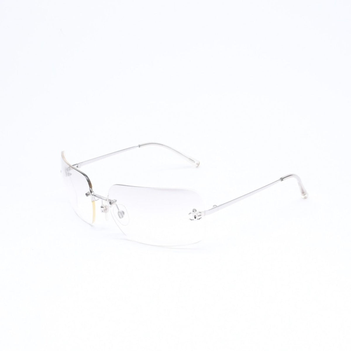 Chanel Rimless Sunglasses Eyewear CC Logo Silver Gray — view 3