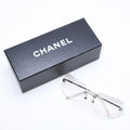 Chanel Rimless Sunglasses Eyewear CC Logo Silver Gray
