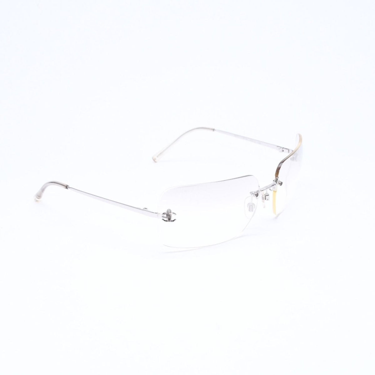 Chanel Rimless Sunglasses Eyewear CC Logo Silver Gray — view 4