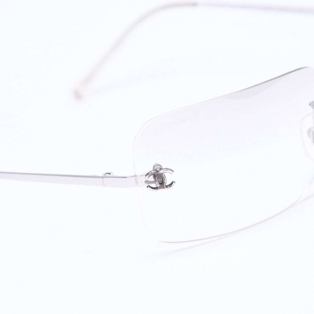 Chanel Rimless Sunglasses Eyewear CC Logo Silver Gray — view 8