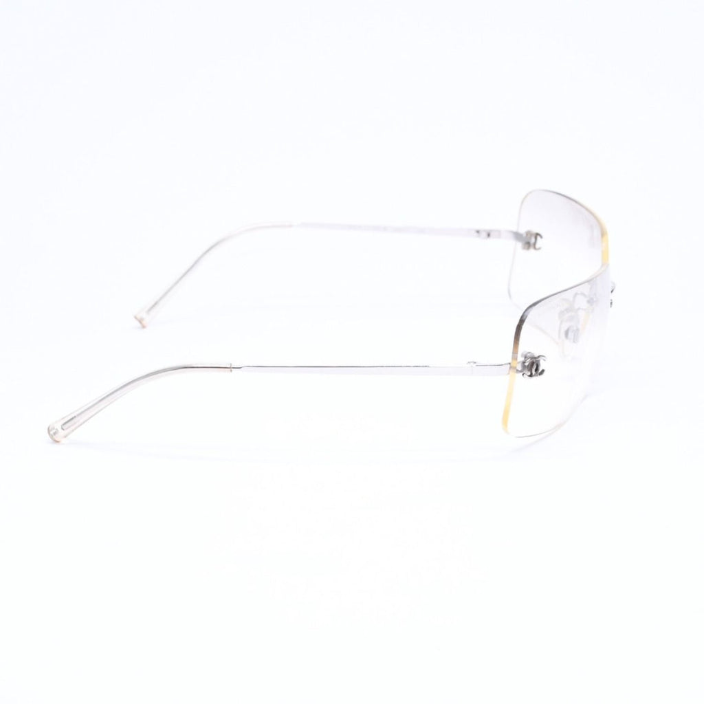 Chanel Rimless Sunglasses Eyewear CC Logo Silver Gray — view 5