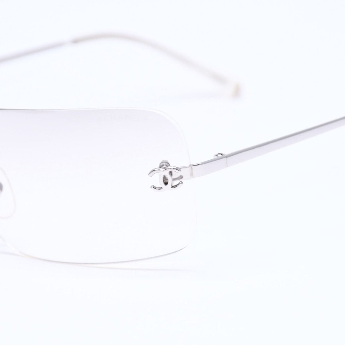 Chanel Rimless Sunglasses Eyewear CC Logo Silver Gray — view 7