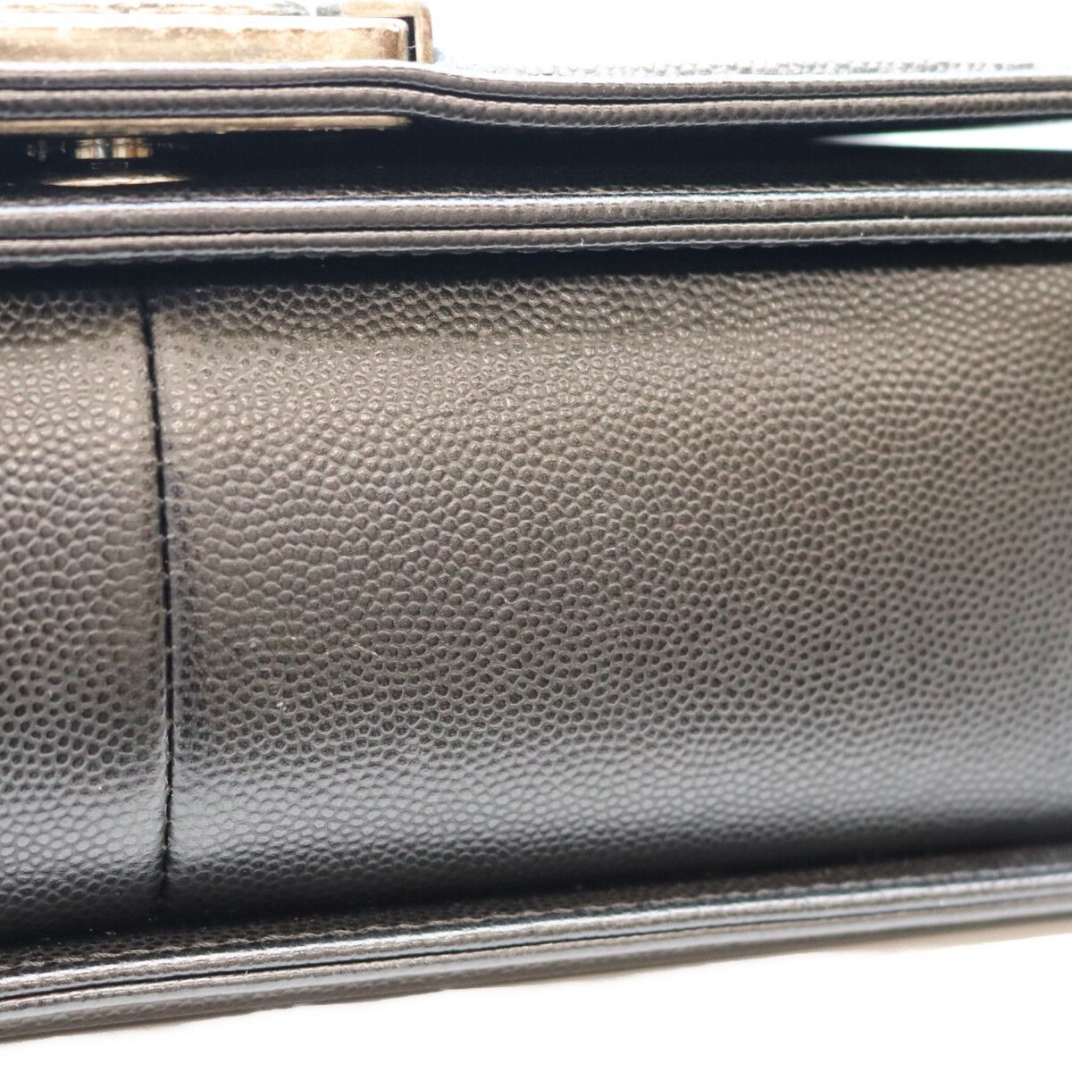 Chanel Black Caviar Silver Boy 25 Medium Chain Shoulder Bag — view 6