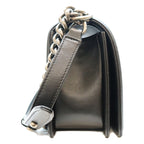 Chanel Black Caviar Silver Boy 25 Medium Chain Shoulder Bag — view 4