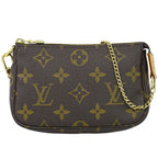 Louis Vuitton LV Mini Pochette Accessoires Monogram Pouch Handbag Brown