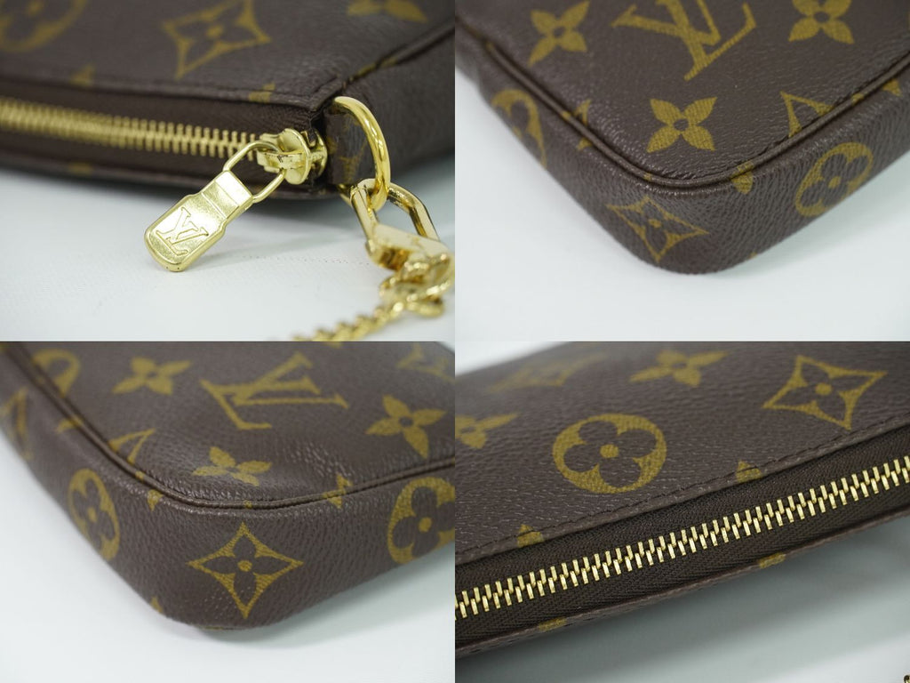 Louis Vuitton LV Mini Pochette Accessoires Monogram Pouch Handbag Brown — view 7