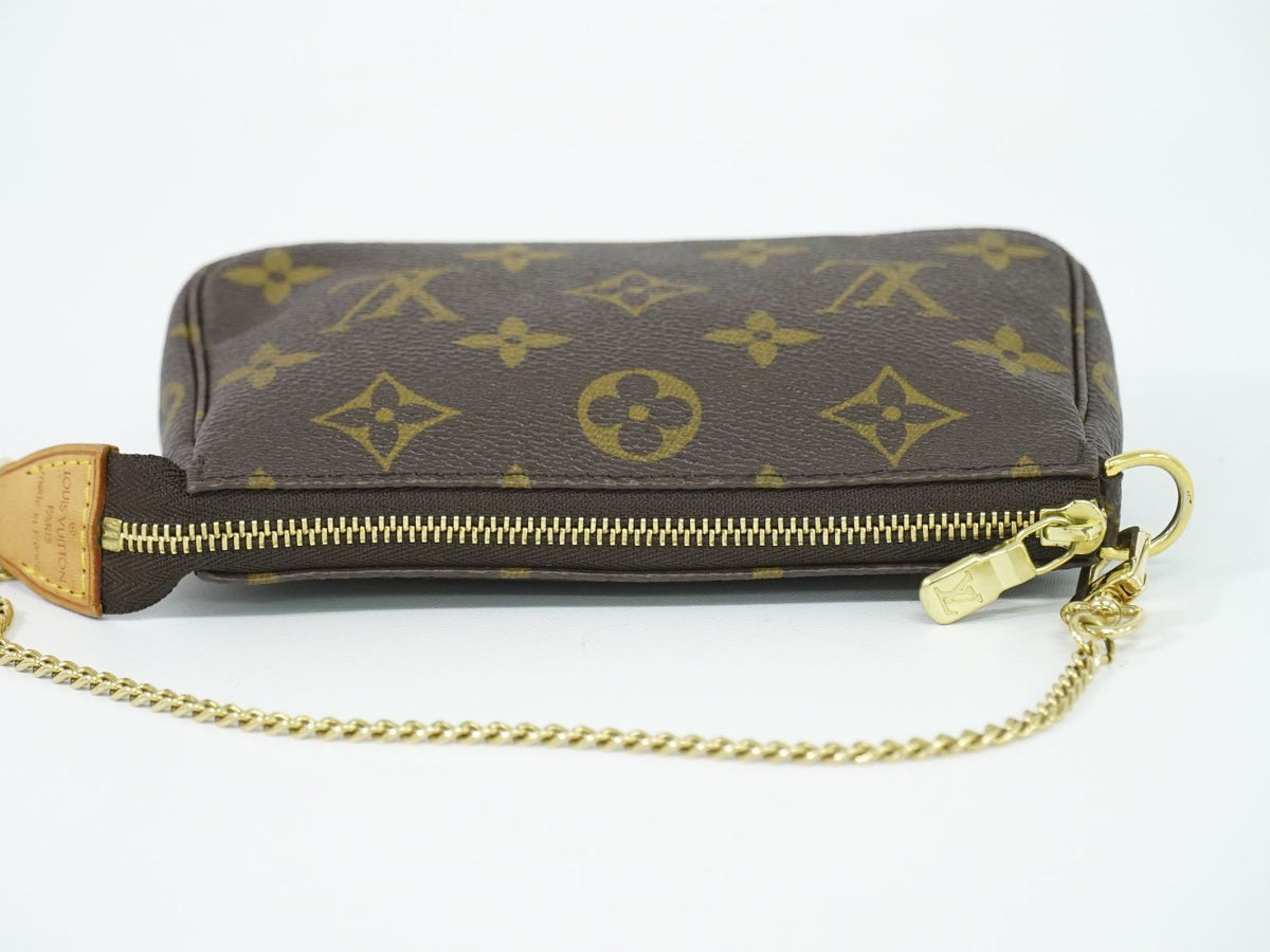 Louis Vuitton LV Mini Pochette Accessoires Monogram Pouch Handbag Brown — view 5
