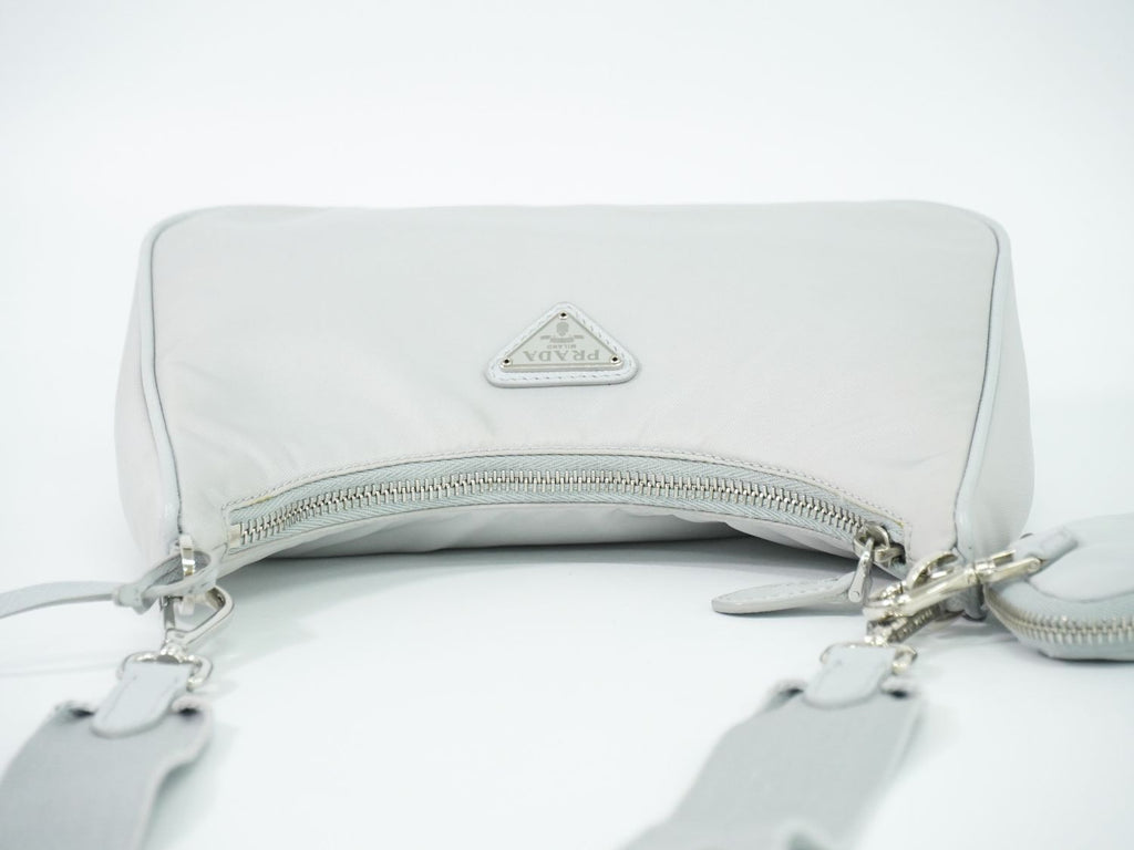 Prada Re Edition Shoulder Bag Pochette Nylon Light Gray — view 5