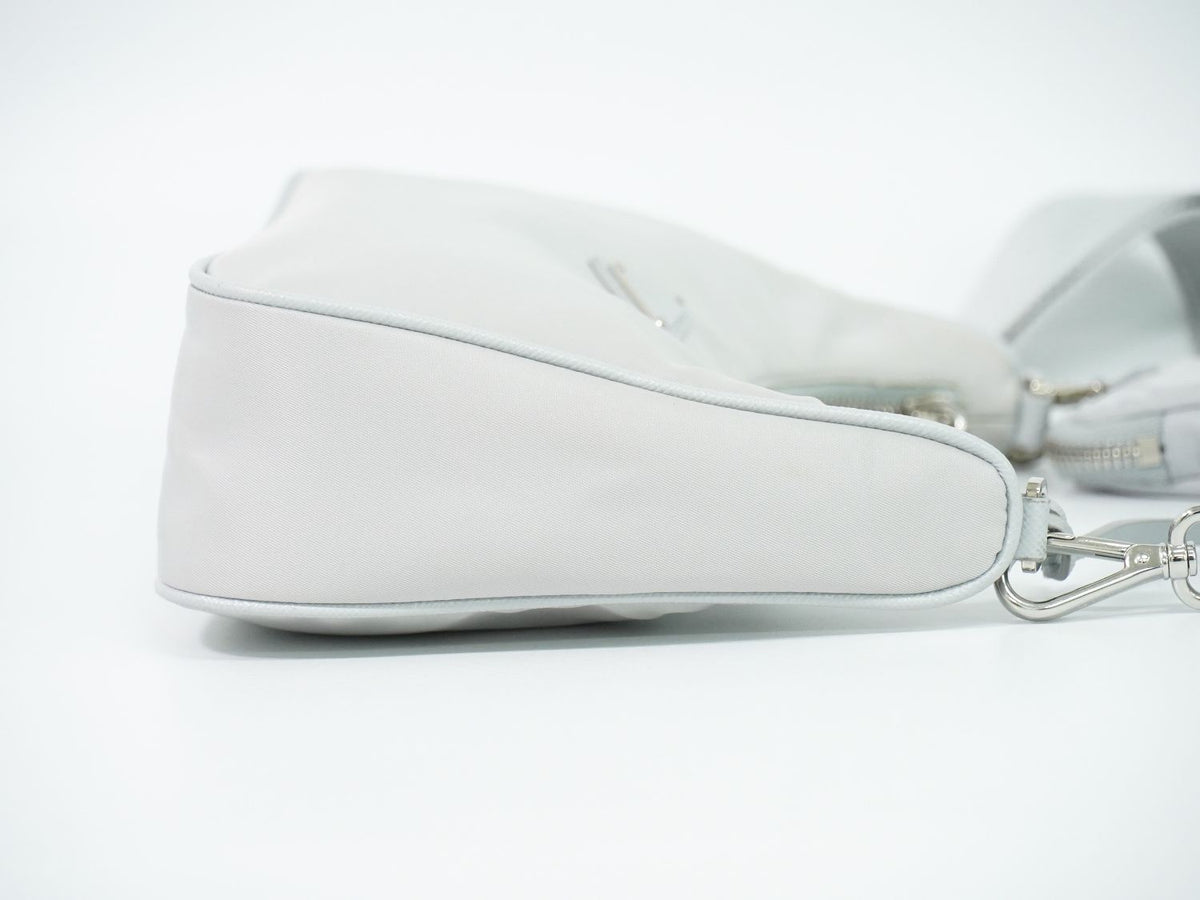 Prada Re Edition Shoulder Bag Pochette Nylon Light Gray — view 4