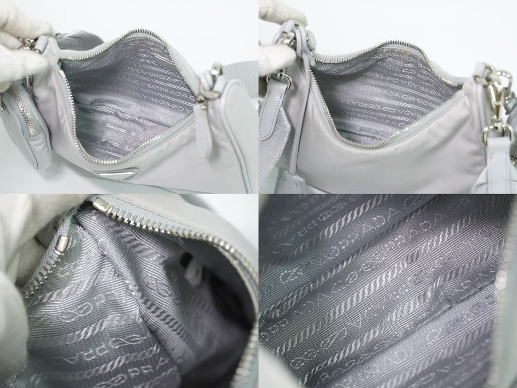 Prada Re Edition Shoulder Bag Pochette Nylon Light Gray — view 8
