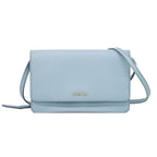 Prada Leather 2-Way Wallet on Chain Clutch Pochette Light Blue