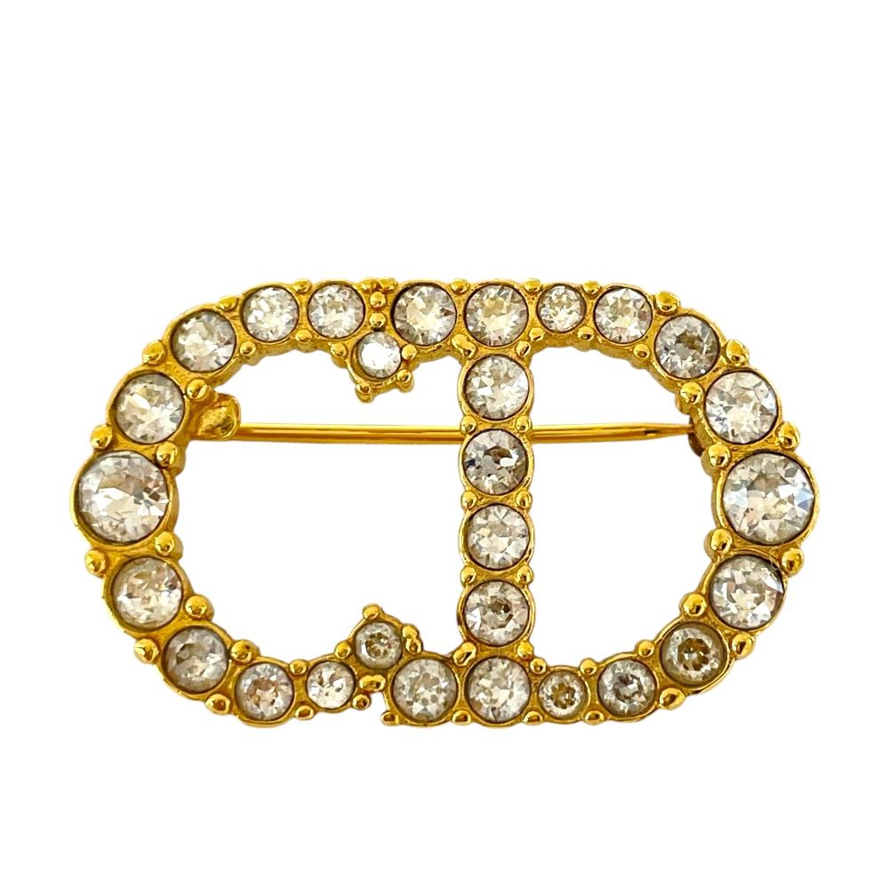 Dior Brooch Clair D Lune Rhinestone Metal Gold
