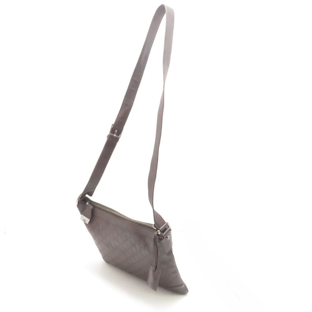 Gucci Guccissima Shoulder Bag Dark Brown Leather GG Canvas — view 7