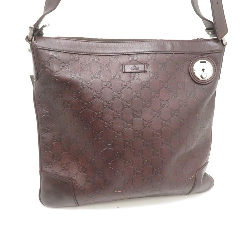 Gucci Guccissima Shoulder Bag Dark Brown Leather GG Canvas