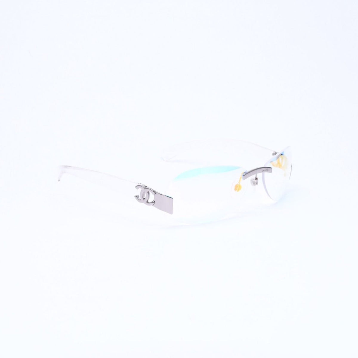 Chanel Rimless Sunglasses Eyewear CC Logo Aurora Clear — view 3
