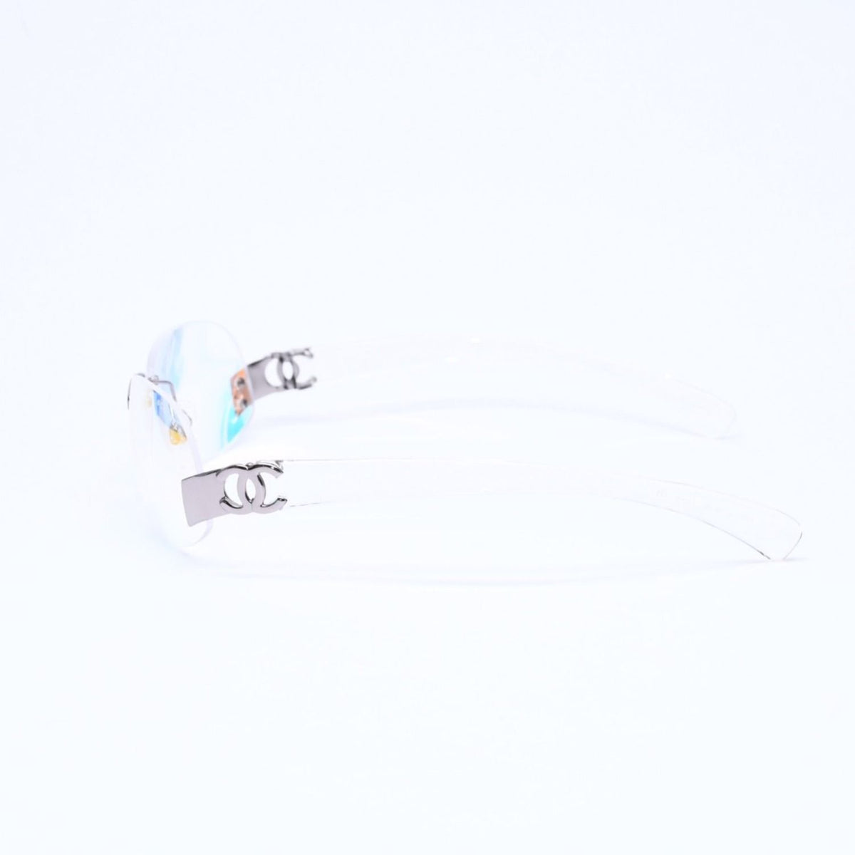 Chanel Rimless Sunglasses Eyewear CC Logo Aurora Clear — view 5