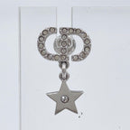 Dior Earrings Petit CD Lucky Charms Silver Metal Rhinestone Faux Pearl — view 2