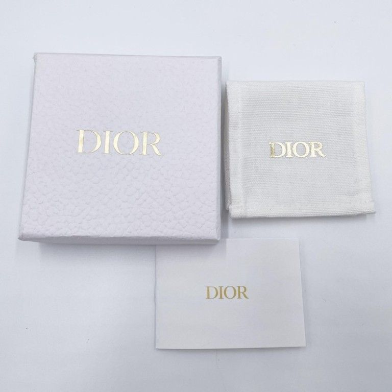 Dior Earrings Petit CD Lucky Charms Silver Metal Rhinestone Faux Pearl — view 6