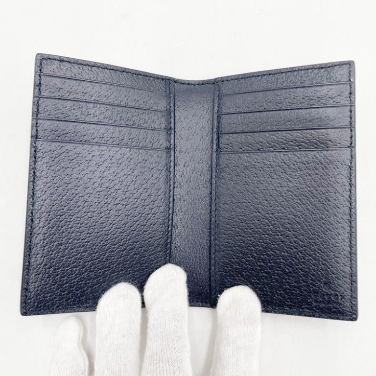 Gucci Card Case GG Supreme Blue Leather Business — view 8