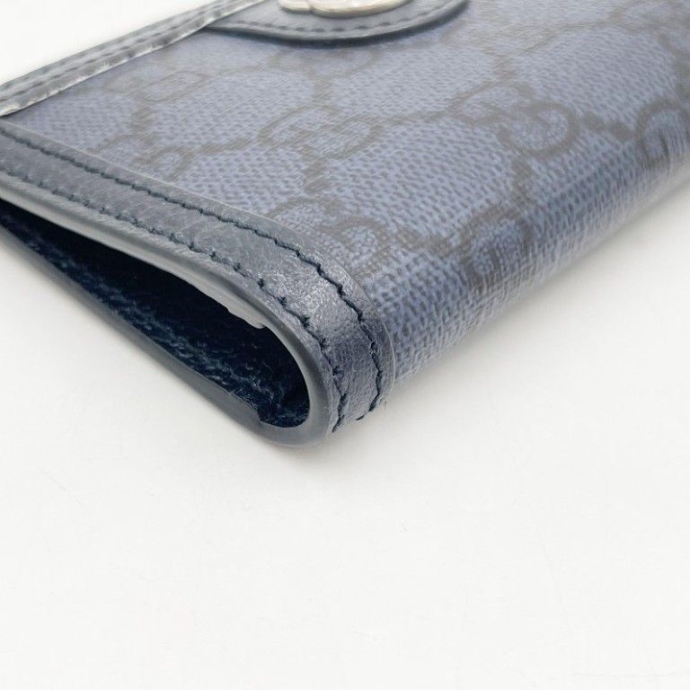 Gucci Card Case GG Supreme Blue Leather Business — view 4