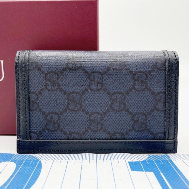 Gucci Card Case GG Supreme Blue Leather Business — view 2