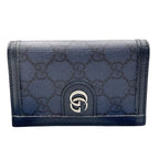 Gucci Card Case GG Supreme Blue Leather Business