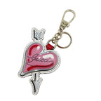 Gucci Key Holder Playful Heart Beige Pink White GG Supreme Leather Key Ring Gold