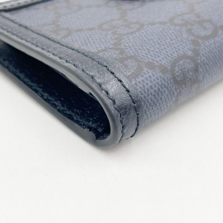 Gucci Card Case GG Supreme Blue Leather Business — view 4