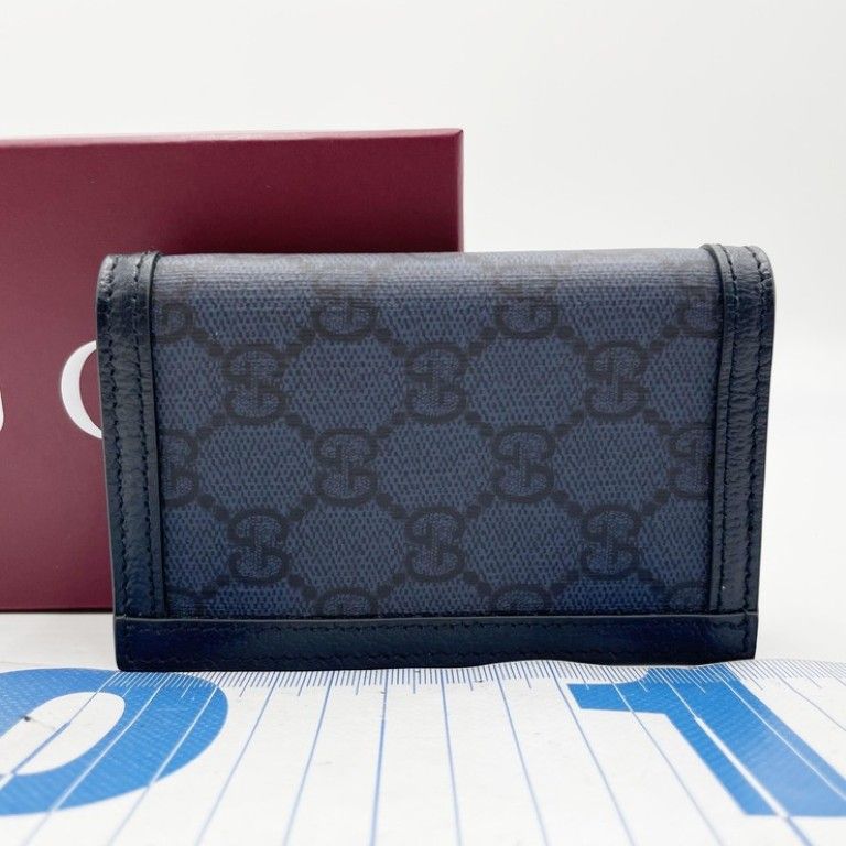 Gucci Card Case GG Supreme Blue Leather Business — view 2