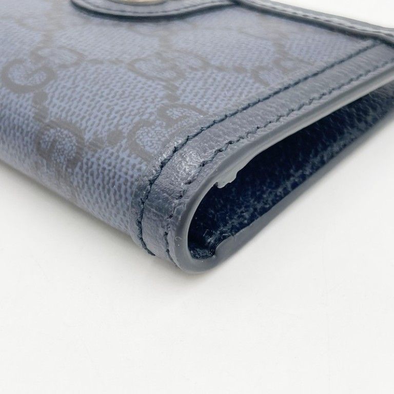 Gucci Card Case GG Supreme Blue Leather Business — view 5