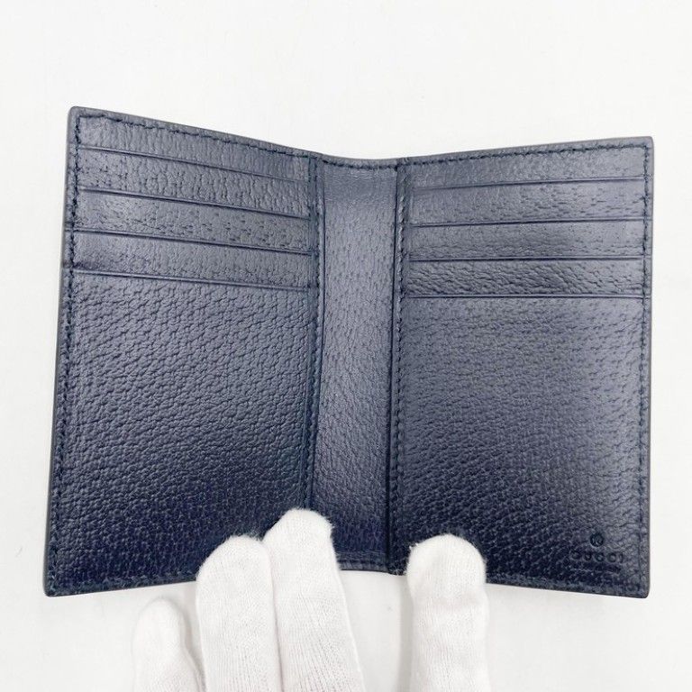 Gucci Card Case GG Supreme Blue Leather Business — view 8