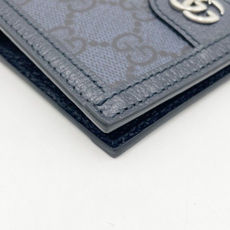 Gucci Card Case GG Supreme Blue Leather Business — view 6