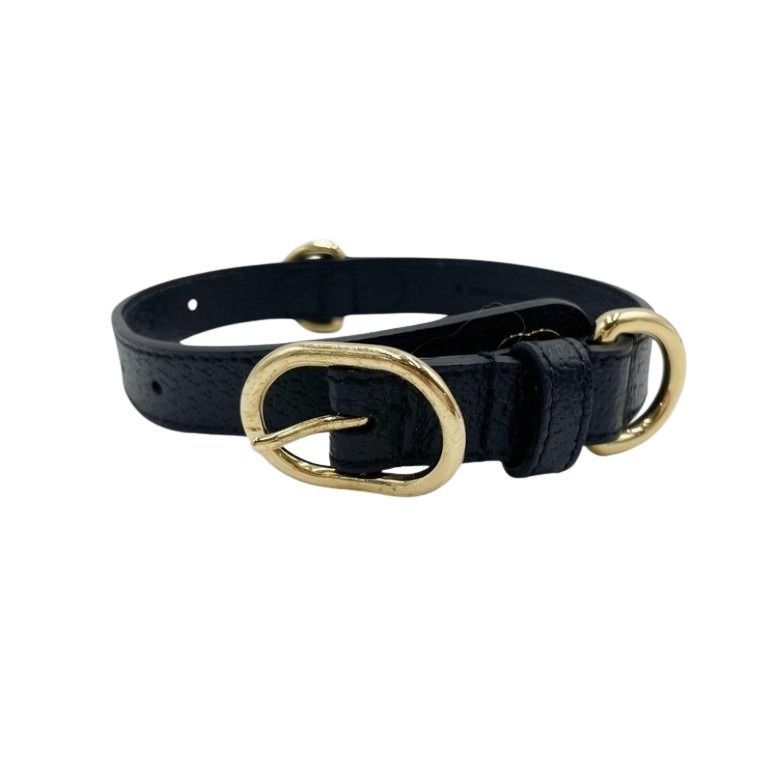 Gucci Collar Interlocking G Black Leather Pet Color Gold Pet Accessory